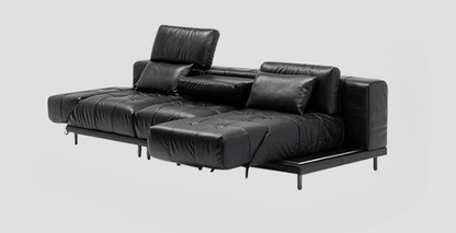 Modern Leather Lounge Sofa With Adjustable Backrest