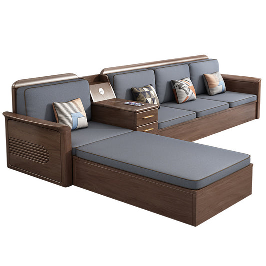 Luxury Modern Wooden L Shape Sofa with Storage Cabinet