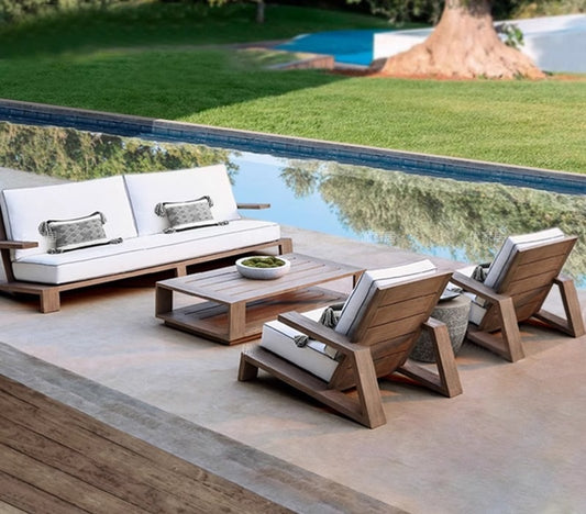 Luxury Outdoor Wooden Sofa Set with Coffee Table