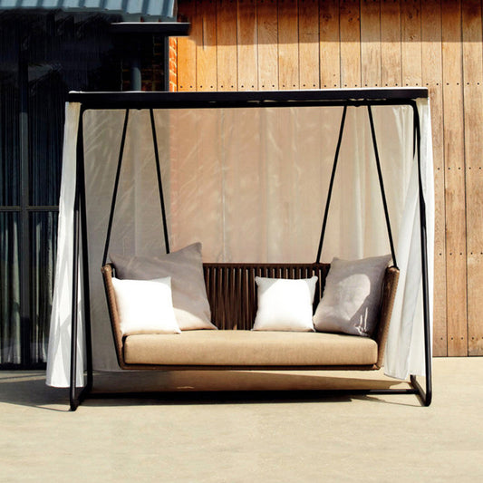 Luxury Outdoor Standing Double Swing Daybed with Cushions