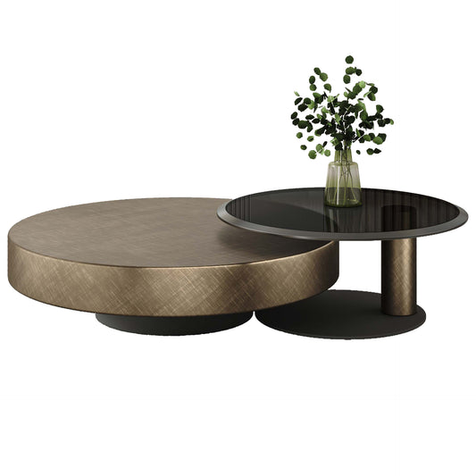Italian Luxury Round Coffee Table with Side Table