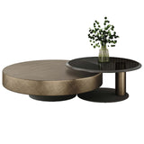 Italian Luxury Round Coffee Table with Side Table