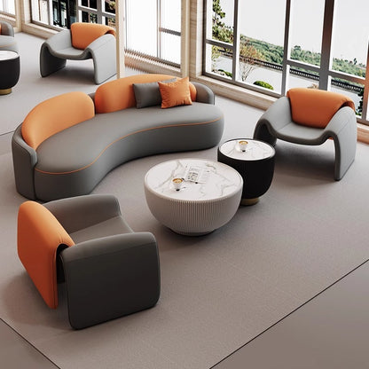 Modern Luxury Curved Reception Sofa Set With Coffee Table