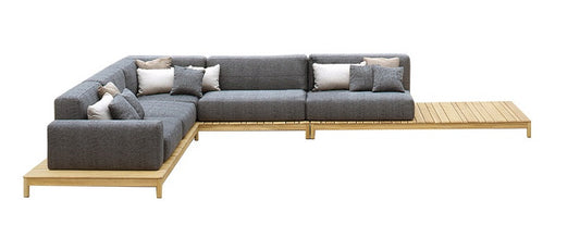 Luxury Outdoor L-Shaped  Wooden Sofa Set