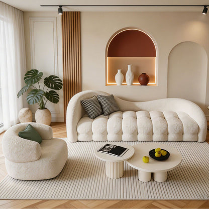 Modern Curved Sofa Set with Accent Chair And Coffee Table