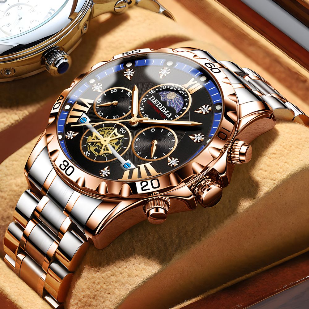 DEDIMA Mens Luminous Flywheel Quartz Watch