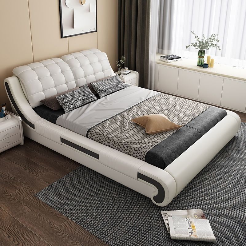Modern Luxury Upholstered Platform Bed with Tufted Headboard