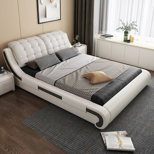 Modern Luxury Upholstered Platform Bed with Tufted Headboard