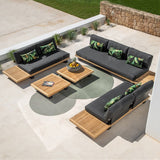 Luxury Outdoor Wooden Sofa Set with Cushions and Tables