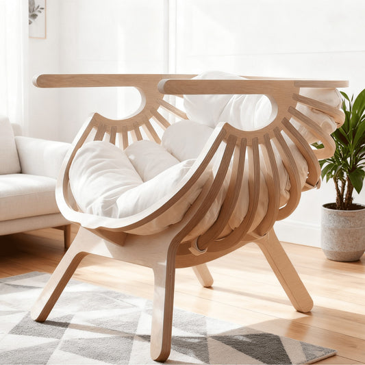 Modern Wooden Lounge Chair with Cushion