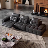 Luxury Electric Recliner Leather Sofa With Adjustable Footrest
