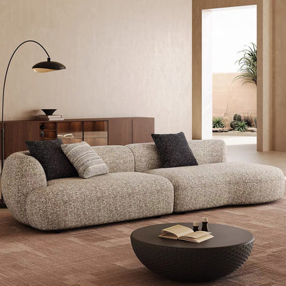 Modern Curved Boucle Sofa With Pedal