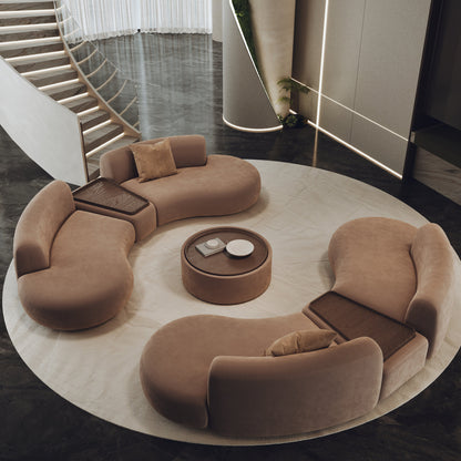 Luxury Curved Lounge Sofa Set With Coffee Table