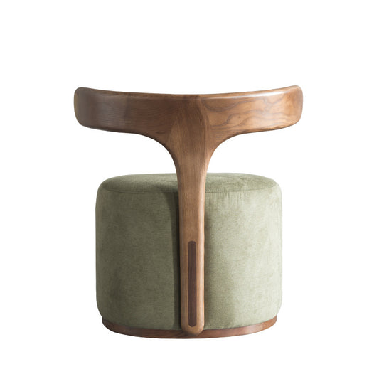 Modern Scandinavian Wooden Stool with Backrest