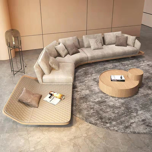 Luxury Cashmere Fabric Curved Sectional Sofa Set