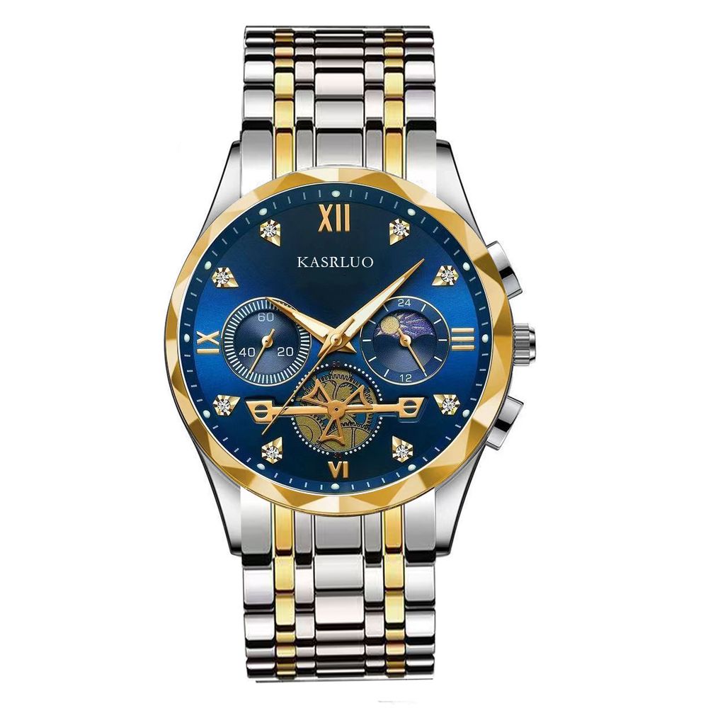 KASRLUO Six Pin Chronograph Mens Multifunction Quartz Watch