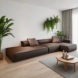 Luxury L-Shaped Leather Floor Sofa Set