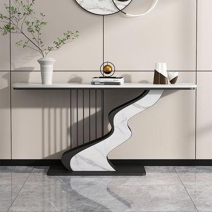 Luxury Rock Slab Foyer Table with Artistic Base