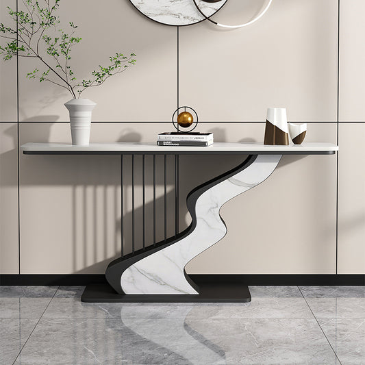 Luxury Rock Slab Foyer Table with Artistic Base