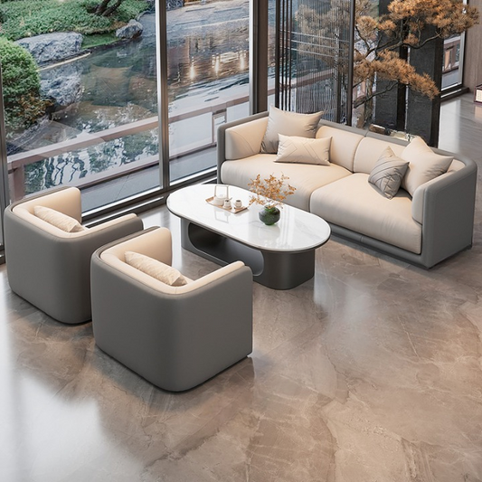 Luxury Modern Leather Sofa Set with Coffee Table