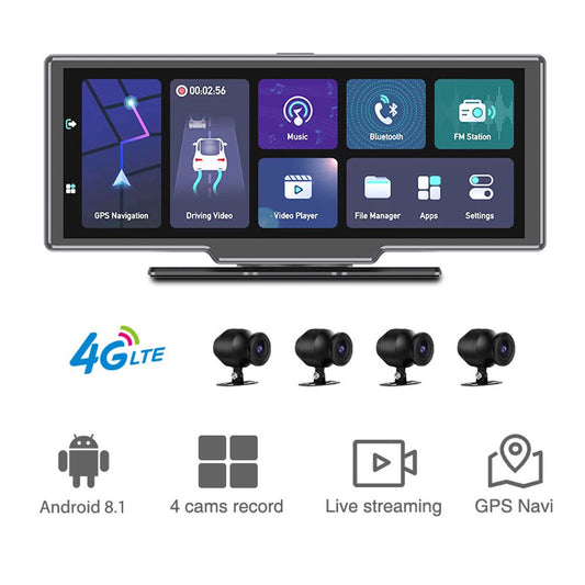 10 Inch 4G 360 Degree Truck and Car Four Recording Dash Cam