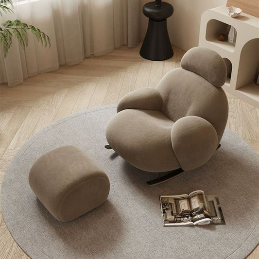 Luxury Lambswool Rocking Chair With Ottoman