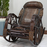 Vintage Wooden Rattan Rocking Chair With Footrest