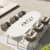 Luxury Outdoor Rattan Dining Table Set with 6 Chairs