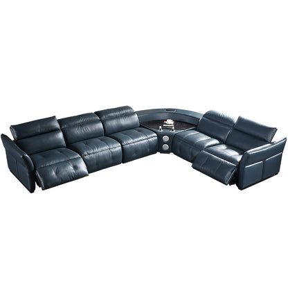 Modern Leather Recliner Sectional Sofa with LED Lights