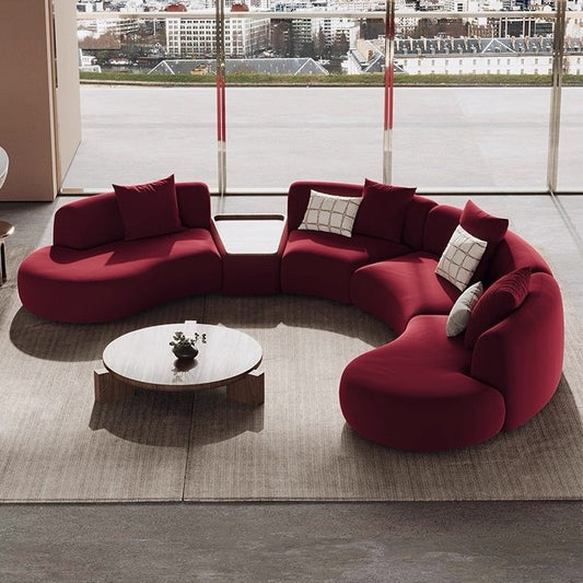 Luxury Modern Curved Sectional Sofa with Center Table
