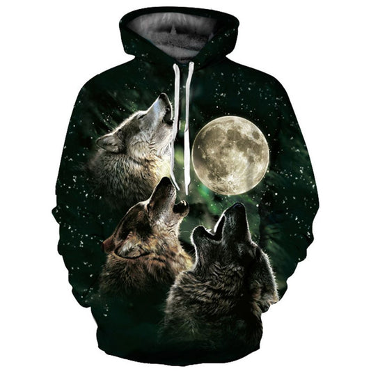 Unisex 3D Wolf Print Hoodie