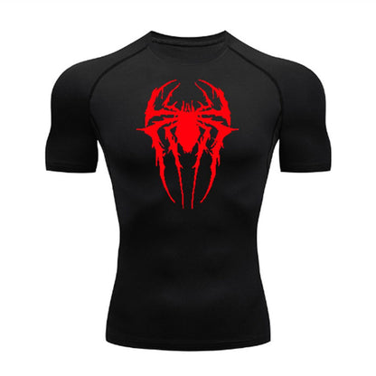 Mens Spiderman Short Sleeves Gym Compression T-shirt