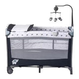 Foldable Baby Playpen With Music Toy Rack