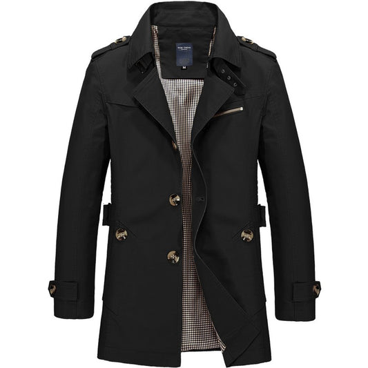 Mens Casual Pure Cotton Long Jacket