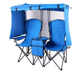 Portable Foldable Double Camping Chair with Sunshade Canopy