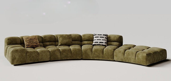Luxury Curved Puff Fabric Sofa Set
