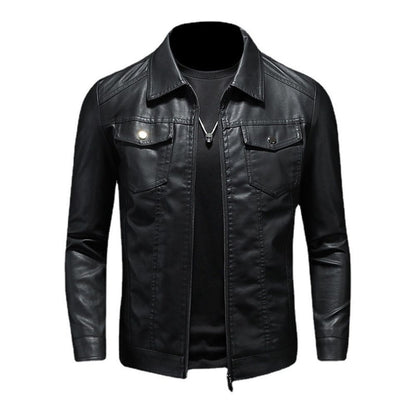 Mens Leather Velvet Thickened Jacket