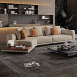 Italian Horizonte Flat Floor Leather Sofa With Side Cabinet