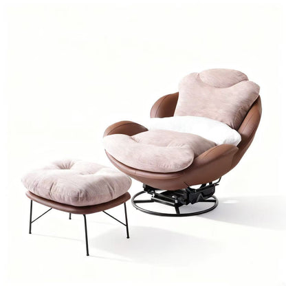 Modern Eggshell Swivel Recliner Chair with Ottoman