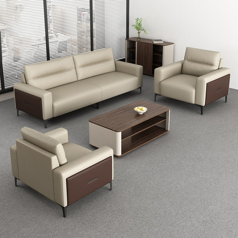 Luxury Leather Sofa Set With Coffee Table