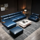 Luxury L-Shaped Leather Sofa Set with Ottoman