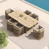 Luxury Outdoor Teak Dining Set with Rattan Chairs