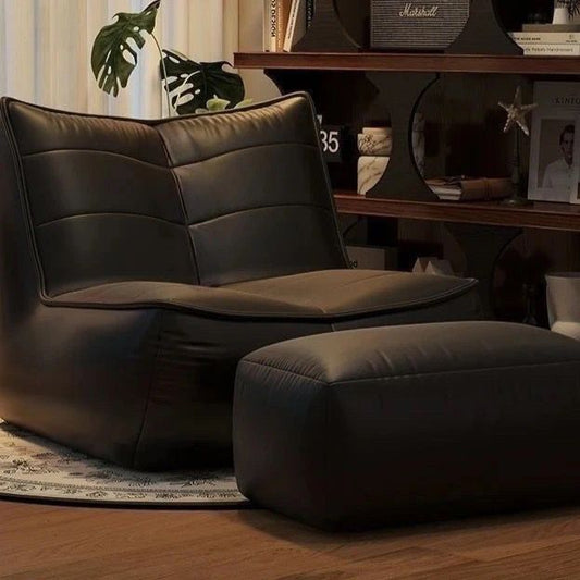 Modern Lazy Single Sofa Chair with Ottoman Footrest