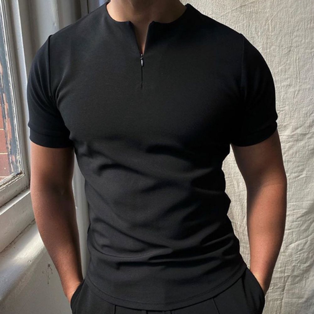Mens zipper polo shirt top