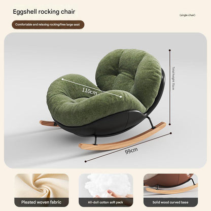 Modern Eggshell Rocking Chair with Ottoman