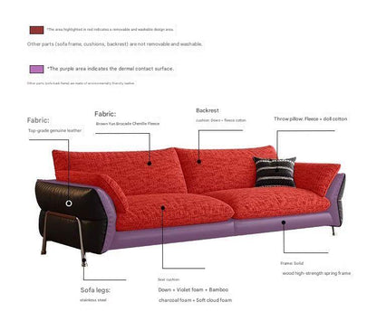 Modern Extra Large Fabric Sofa with Goose Down Cushions
