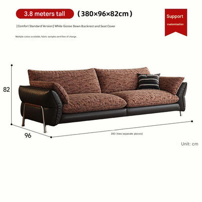 Modern Extra Large Fabric Sofa with Goose Down Cushions