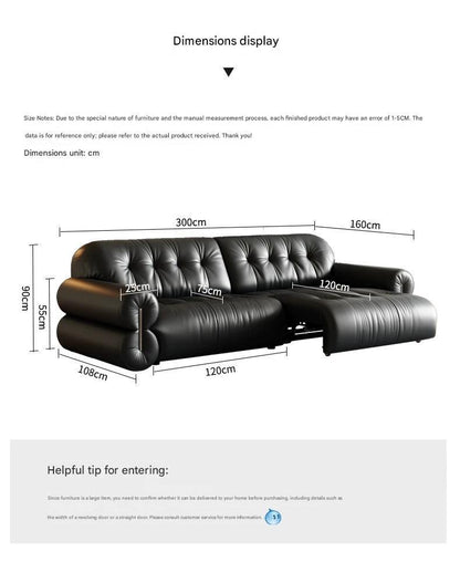 Retro Brown Sugar Cloud Electric Retractable Leather Sofa
