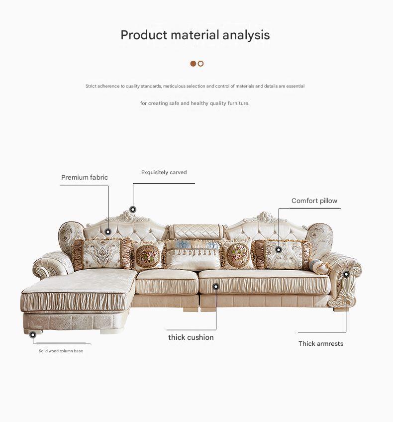 Luxury European Royal Living Room Sofa Set With Ottoman