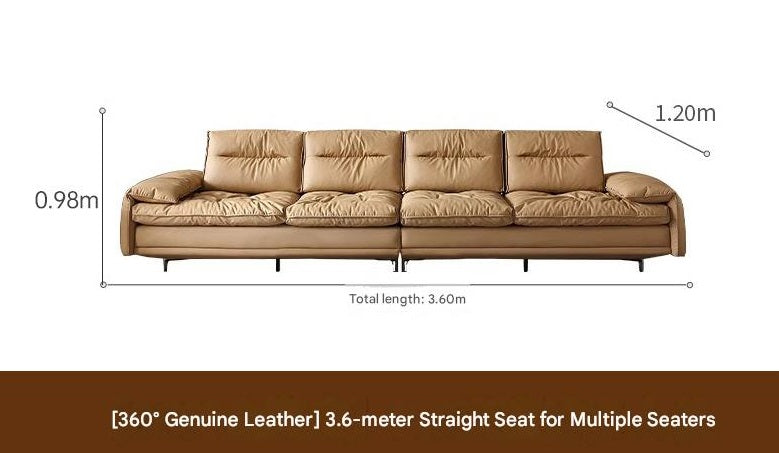 Luxury Adjustable Backrest caramel Toast Top Layer Leather Sofa